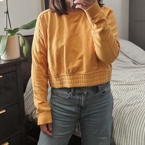 EASY STANDARD 100% Cotton Cropped Dolman Pullover Sweatshirt. Size L